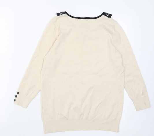 David Emanuel Womens Beige Collared  Viscose Pullover Jumper Size XS