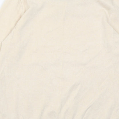 David Emanuel Womens Beige Collared  Viscose Pullover Jumper Size XS