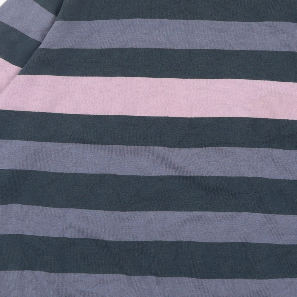 Autograph Mens Purple Crew Neck Striped Cotton Pullover Jumper Size M