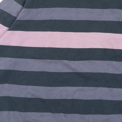 Autograph Mens Purple Crew Neck Striped Cotton Pullover Jumper Size M