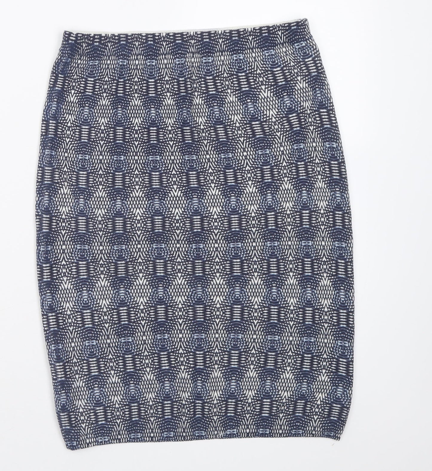 NEXT Womens Blue Geometric Cotton A-Line Skirt Size 8