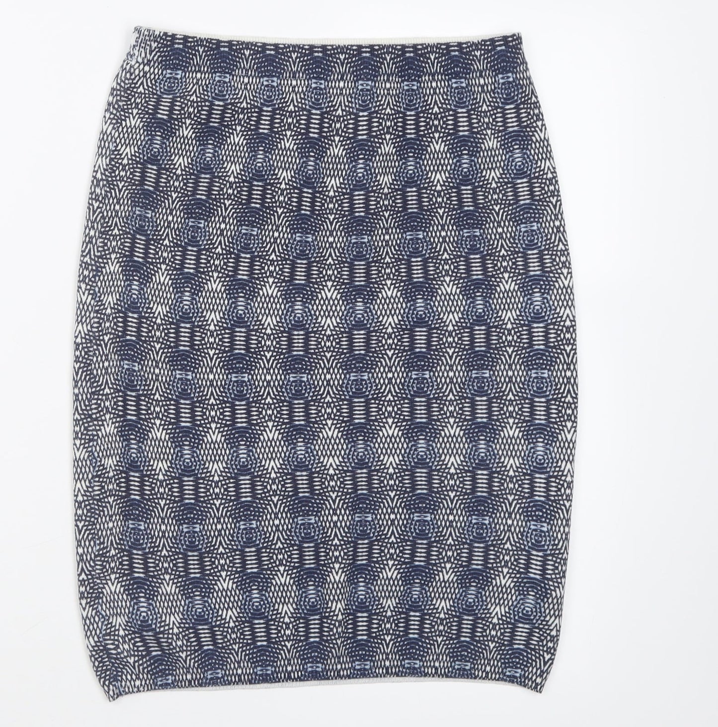 NEXT Womens Blue Geometric Cotton A-Line Skirt Size 8