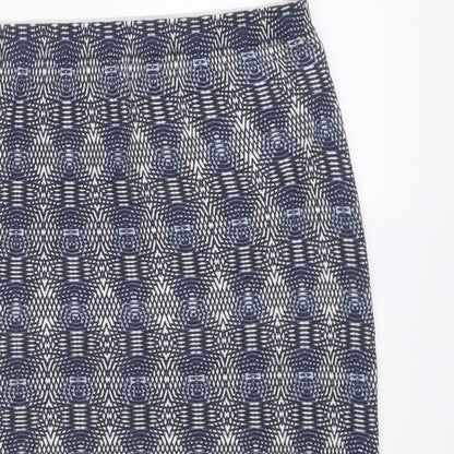NEXT Womens Blue Geometric Cotton A-Line Skirt Size 8