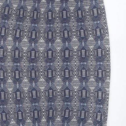 NEXT Womens Blue Geometric Cotton A-Line Skirt Size 8