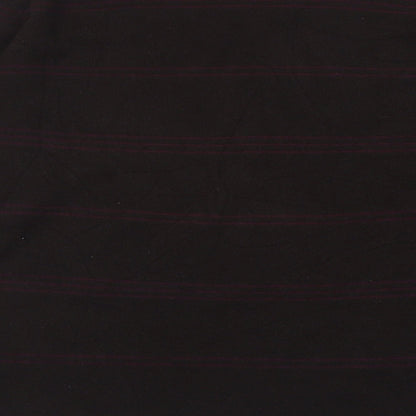 Blue Harbour Mens Brown V-Neck Striped Acrylic Pullover Jumper Size L