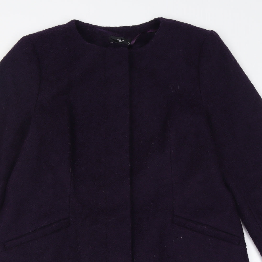 M&Co Womens Purple   Overcoat Coat Size 12  Button