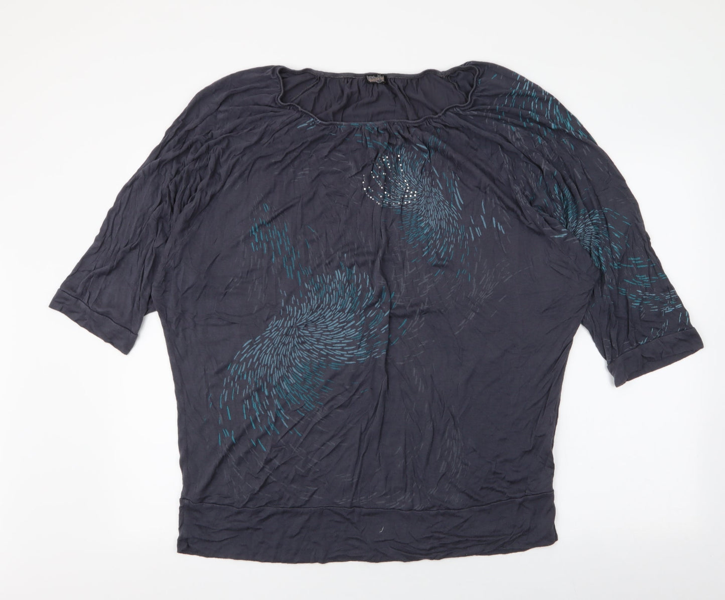 Vanilla Sugar  Womens Grey Floral  Jersey Blouse Size XL Boat Neck
