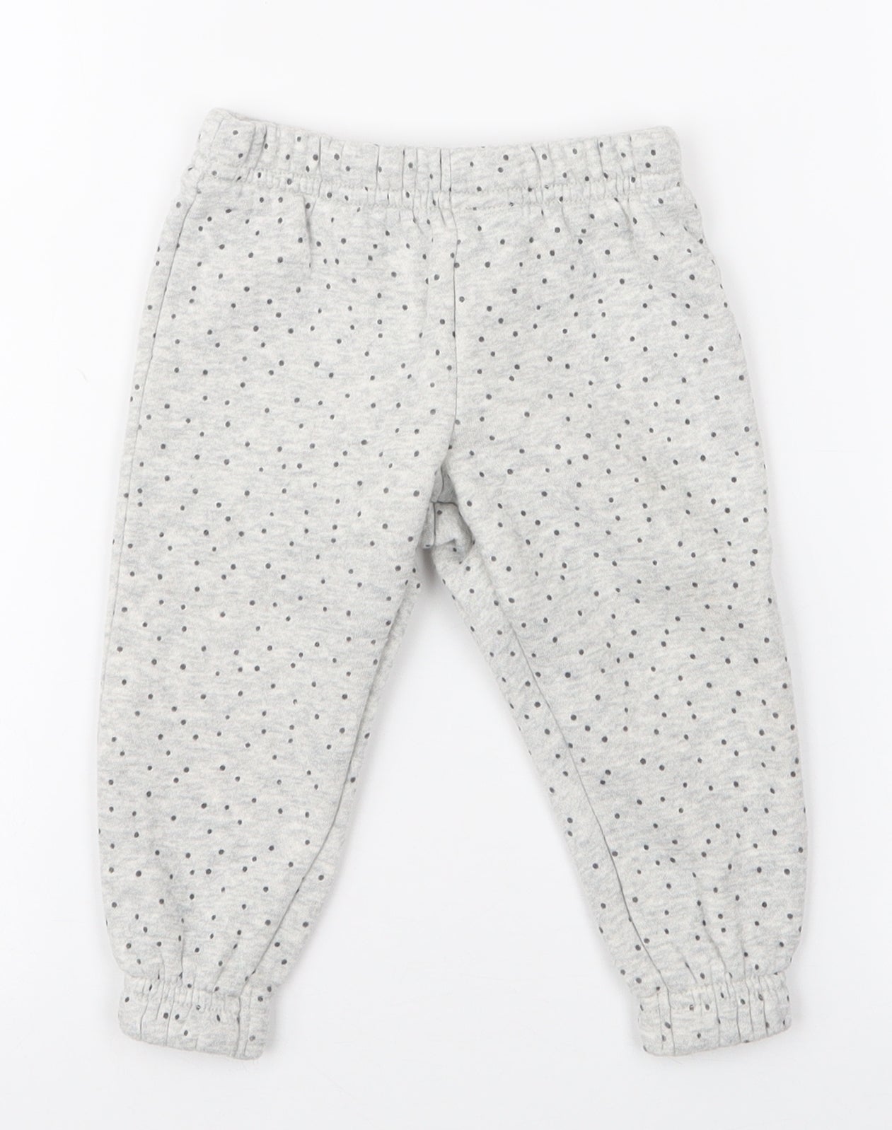 Primark Girls Grey Polka Dot Cotton Jogger Trousers Size 9-12 Months  Pullover