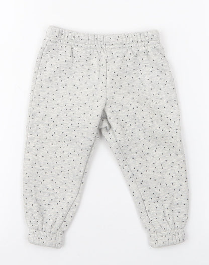 Primark Girls Grey Polka Dot Cotton Jogger Trousers Size 9-12 Months  Pullover
