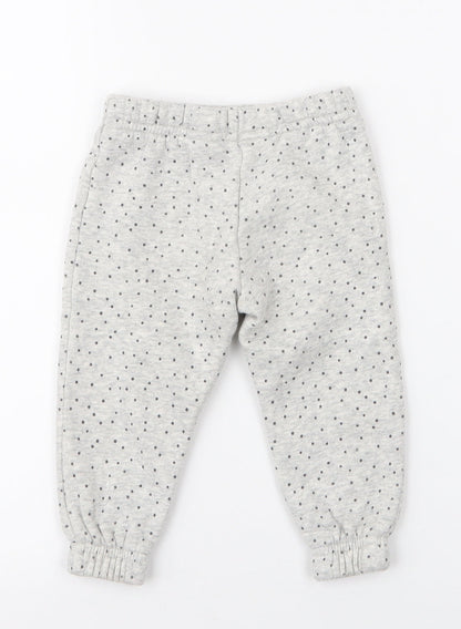 Primark Girls Grey Polka Dot Cotton Jogger Trousers Size 9-12 Months  Pullover