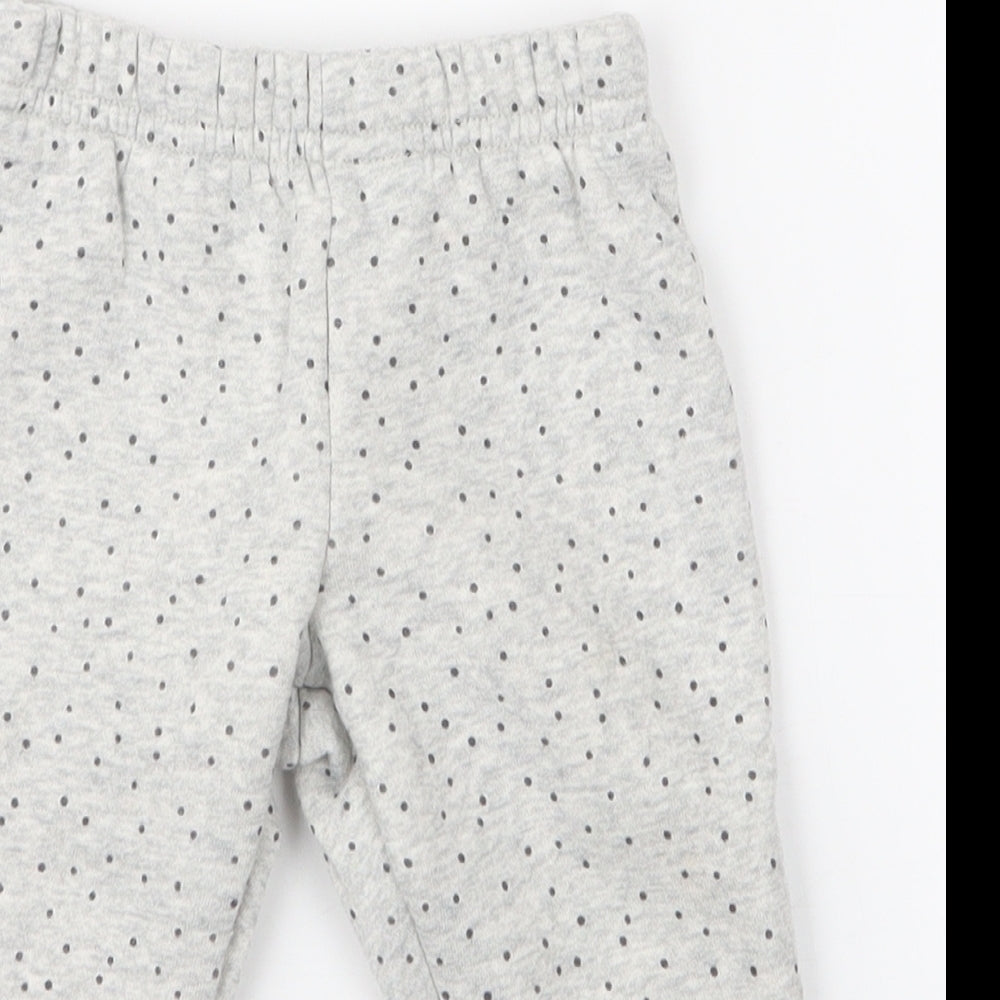 Primark Girls Grey Polka Dot Cotton Jogger Trousers Size 9-12 Months  Pullover