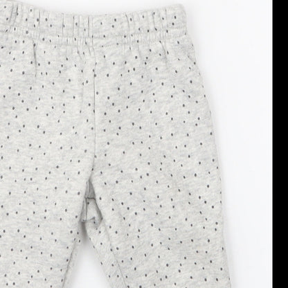 Primark Girls Grey Polka Dot Cotton Jogger Trousers Size 9-12 Months  Pullover