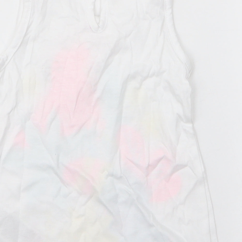 pep & co Girls White Floral 100% Cotton Camisole Tank Size 12-18 Months Round Neck Pullover - Parots