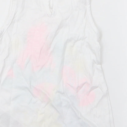 pep & co Girls White Floral 100% Cotton Camisole Tank Size 12-18 Months Round Neck Pullover - Parots