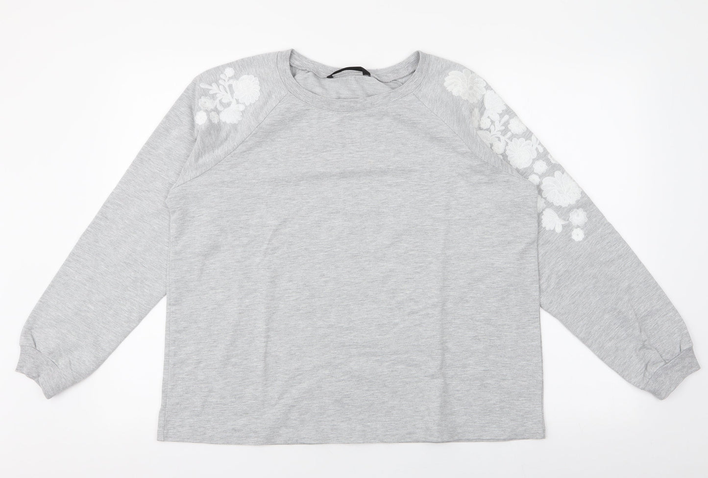 dunnes Womens Grey Floral Polyester Pullover Sweatshirt Size L  Pullover