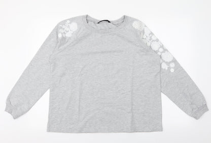 dunnes Womens Grey Floral Polyester Pullover Sweatshirt Size L  Pullover