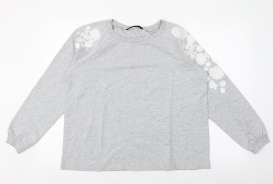 dunnes Womens Grey Floral Polyester Pullover Sweatshirt Size L  Pullover