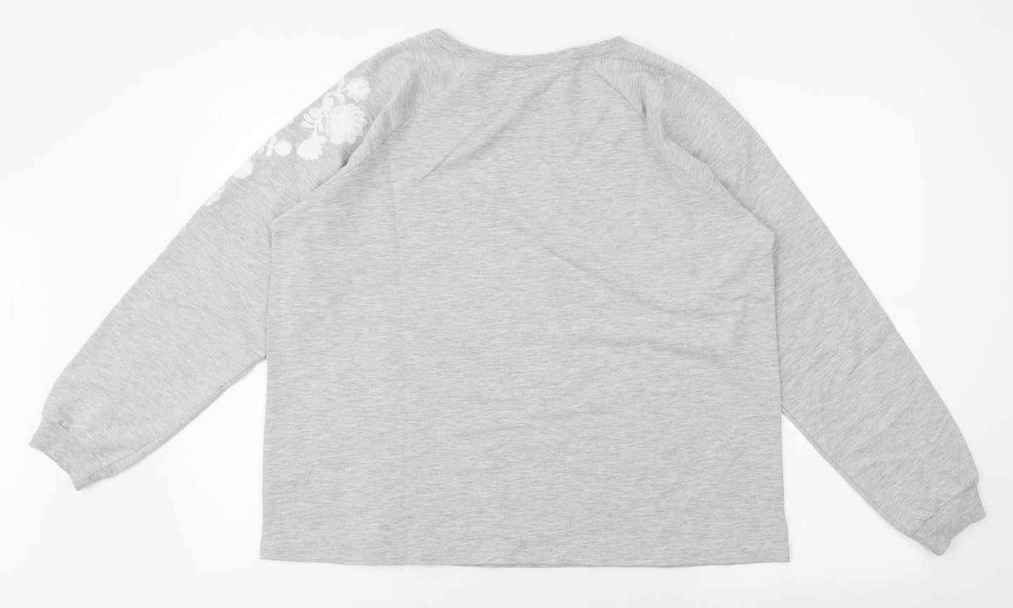 dunnes Womens Grey Floral Polyester Pullover Sweatshirt Size L  Pullover