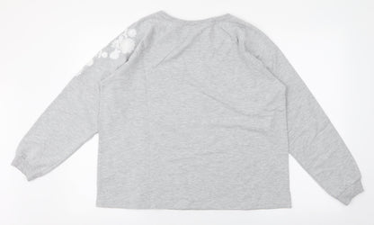 dunnes Womens Grey Floral Polyester Pullover Sweatshirt Size L  Pullover