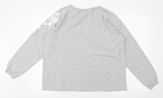 dunnes Womens Grey Floral Polyester Pullover Sweatshirt Size L  Pullover