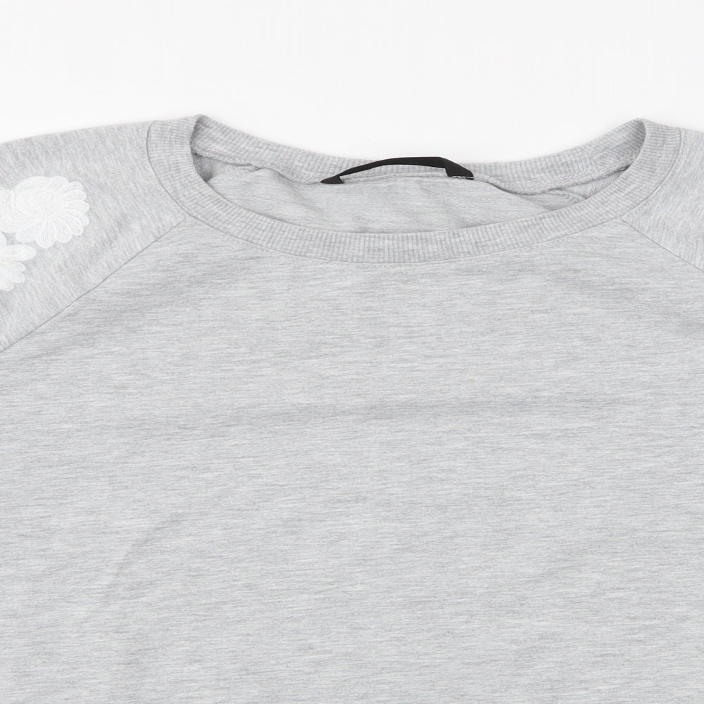 dunnes Womens Grey Floral Polyester Pullover Sweatshirt Size L  Pullover