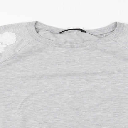 dunnes Womens Grey Floral Polyester Pullover Sweatshirt Size L  Pullover