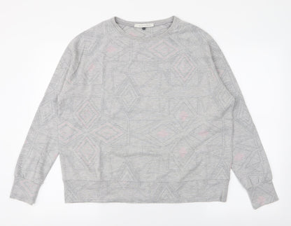 Maison De Nimes Womens Grey Geometric Cotton Pullover Sweatshirt Size 14  Pullover