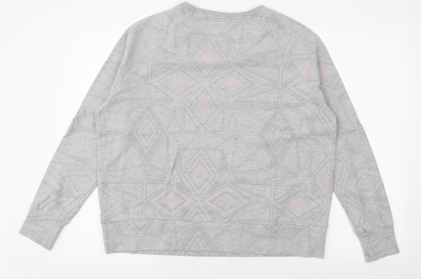 Maison De Nimes Womens Grey Geometric Cotton Pullover Sweatshirt Size 14  Pullover
