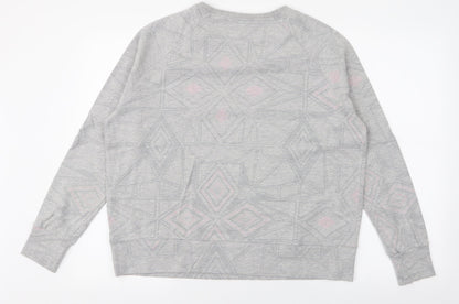 Maison De Nimes Womens Grey Geometric Cotton Pullover Sweatshirt Size 14  Pullover