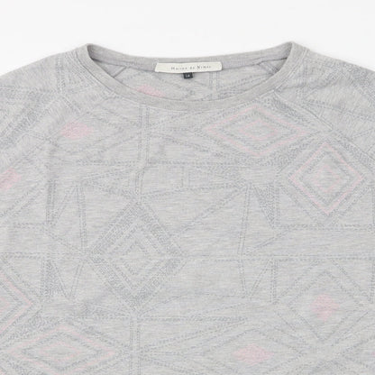 Maison De Nimes Womens Grey Geometric Cotton Pullover Sweatshirt Size 14  Pullover