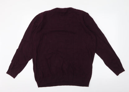 Matalan Mens Purple Round Neck  Cotton Pullover Jumper Size XL