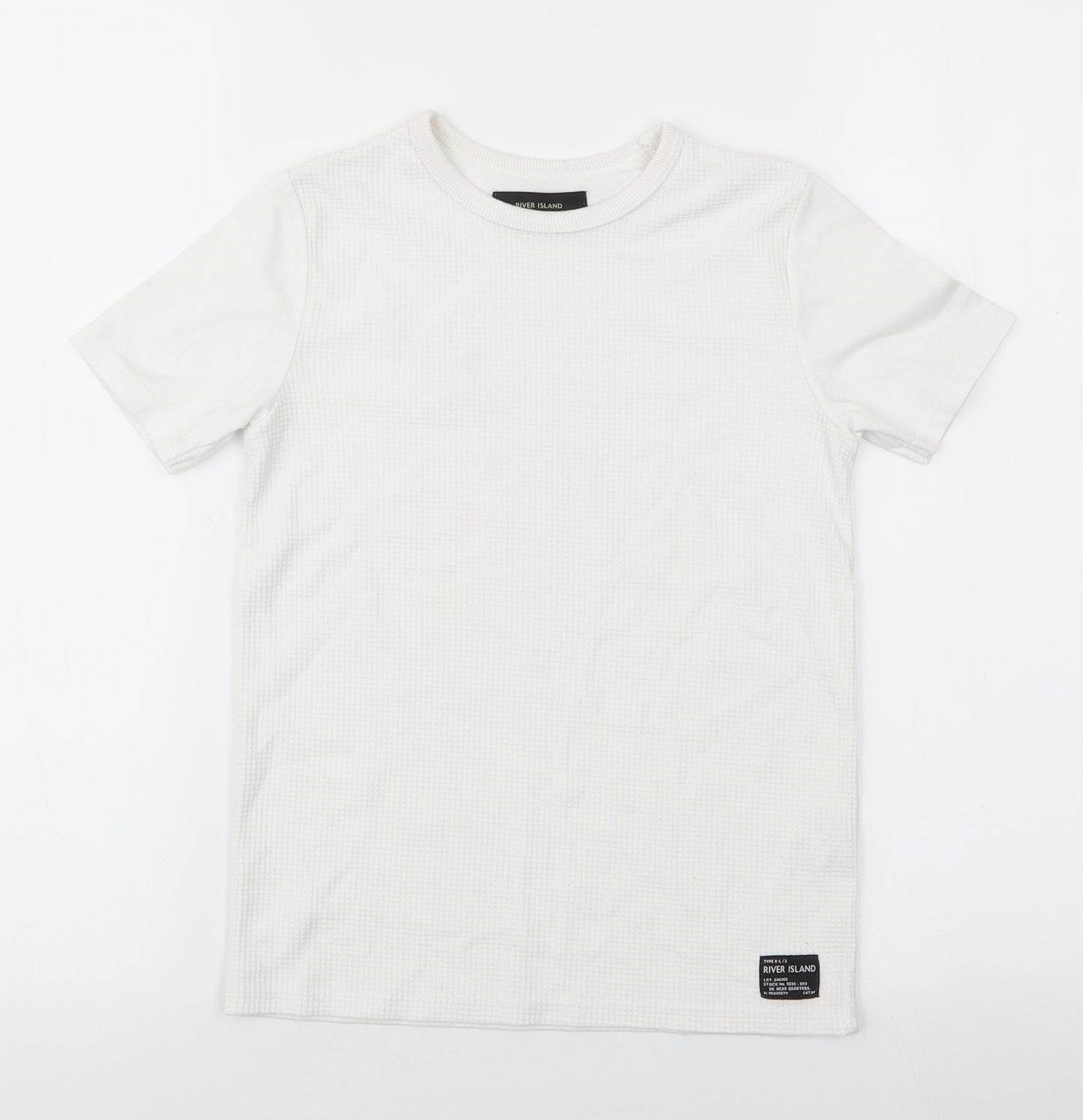 River Island  Boys White  Cotton Jersey T-Shirt Size 5-6 Years Round Neck Pullover