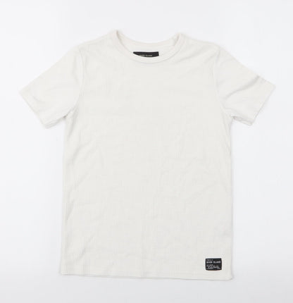 River Island  Boys White  Cotton Jersey T-Shirt Size 5-6 Years Round Neck Pullover