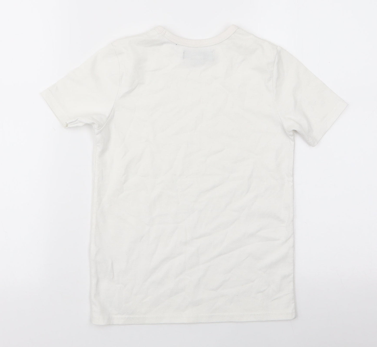 River Island  Boys White  Cotton Jersey T-Shirt Size 5-6 Years Round Neck Pullover