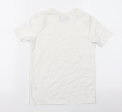 River Island  Boys White  Cotton Jersey T-Shirt Size 5-6 Years Round Neck Pullover