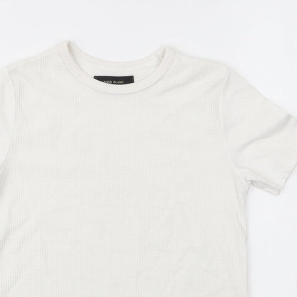 River Island  Boys White  Cotton Jersey T-Shirt Size 5-6 Years Round Neck Pullover