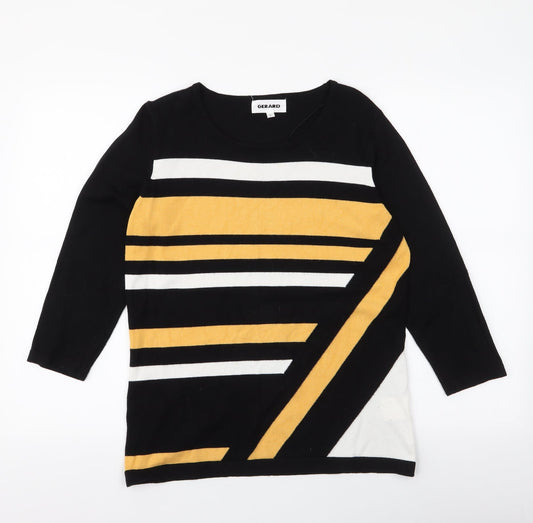 Gerard Womens Black Round Neck Striped Viscose Pullover Jumper Size S