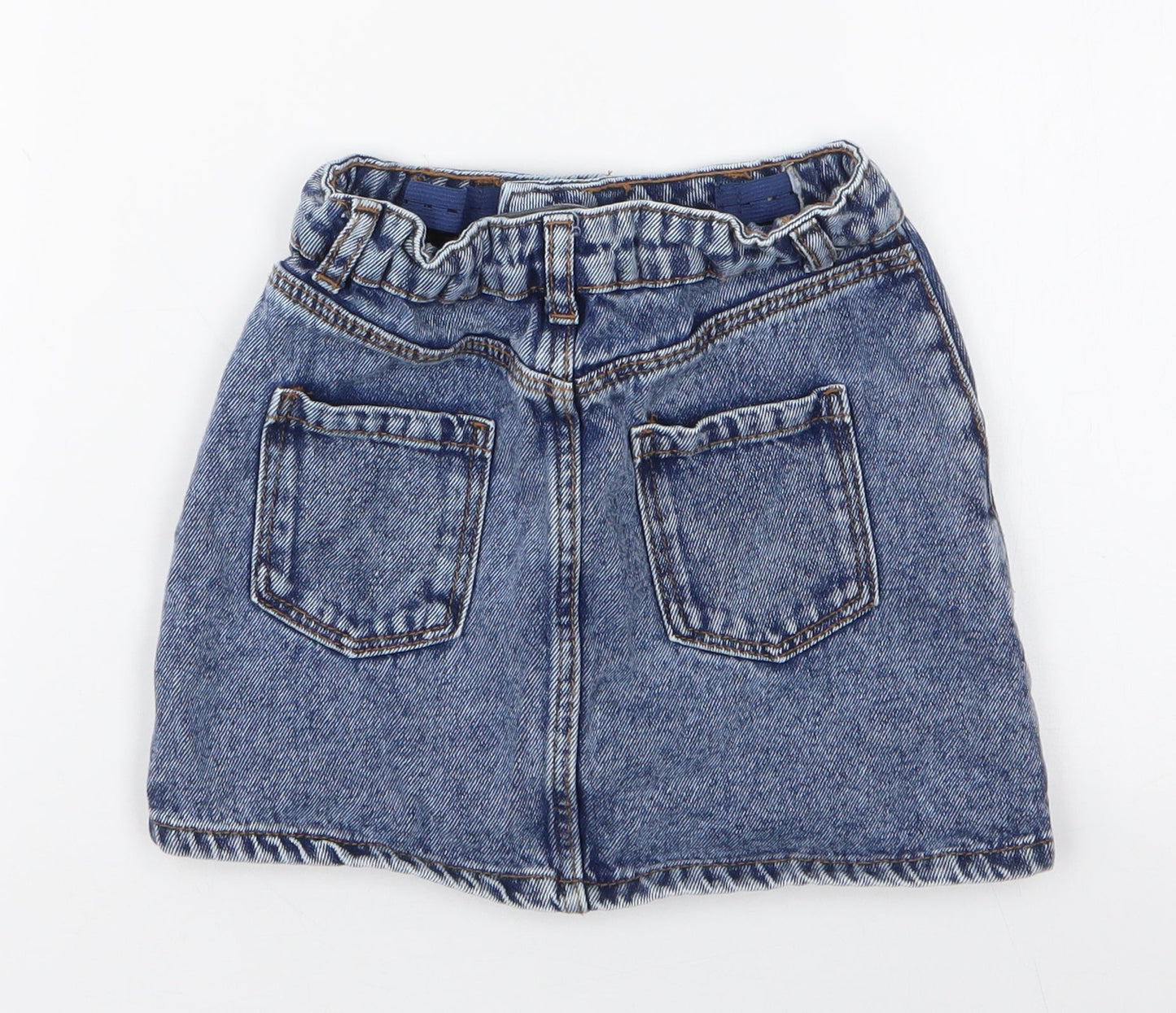 Denim & Co. Girls Blue  100% Cotton A-Line Skirt Size 5-6 Years  Regular Zip