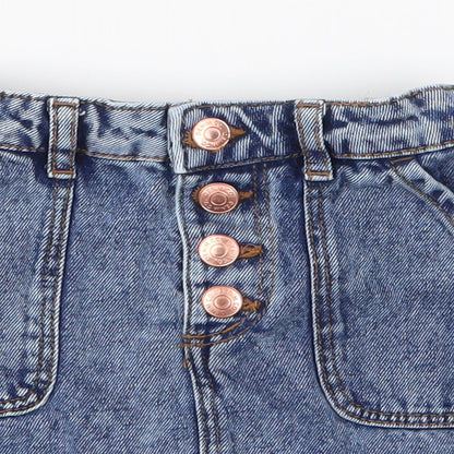 Denim & Co. Girls Blue  100% Cotton A-Line Skirt Size 5-6 Years  Regular Zip