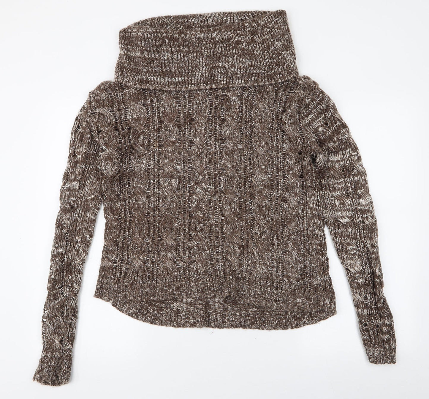 Shy Womens Beige Roll Neck  Acrylic Pullover Jumper Size M