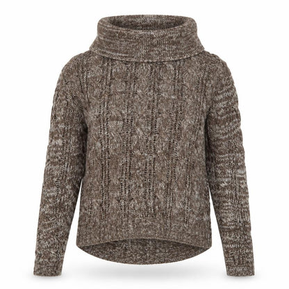 Front view of Shy women’s beige roll neck acrylic jumper, size M