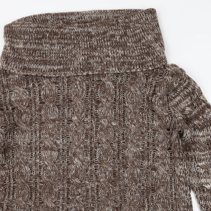 Shy Womens Beige Roll Neck  Acrylic Pullover Jumper Size M