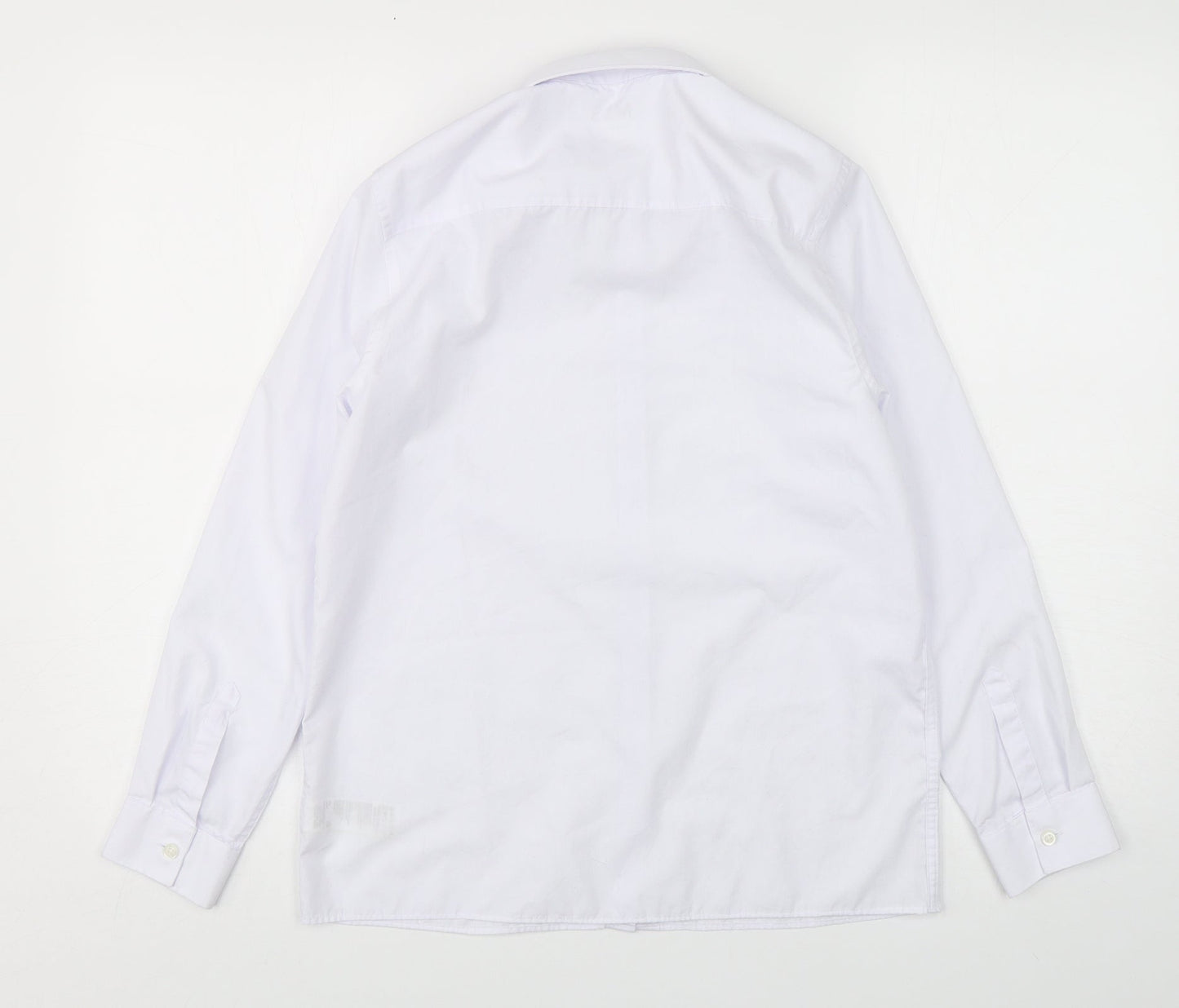 Marks and Spencer Boys White  Polyester Basic Button-Up Size 13-14 Years Collared Button