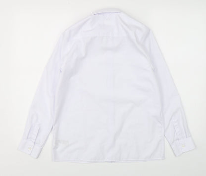 Marks and Spencer Boys White  Polyester Basic Button-Up Size 13-14 Years Collared Button
