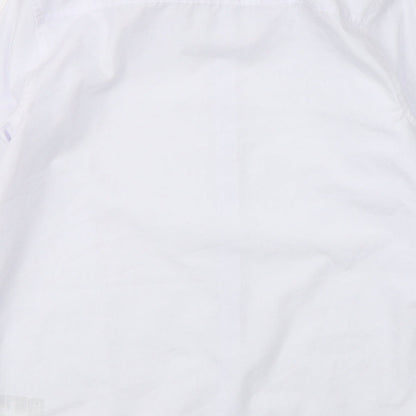 Marks and Spencer Boys White  Polyester Basic Button-Up Size 13-14 Years Collared Button