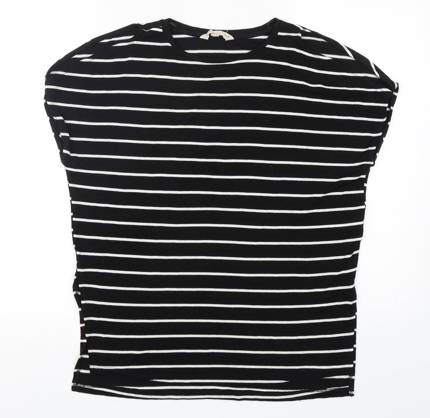 F&F Womens Black Round Neck Striped Viscose Pullover Jumper Size 10