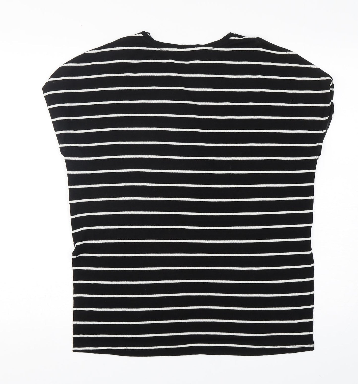 F&F Womens Black Round Neck Striped Viscose Pullover Jumper Size 10