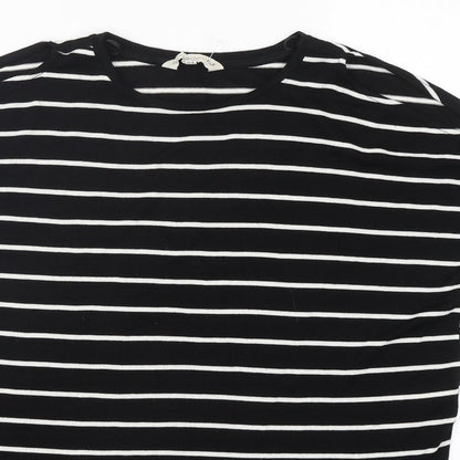 F&F Womens Black Round Neck Striped Viscose Pullover Jumper Size 10