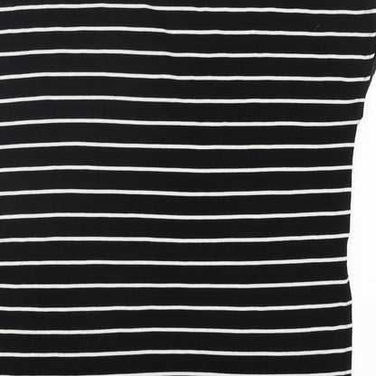 F&F Womens Black Round Neck Striped Viscose Pullover Jumper Size 10