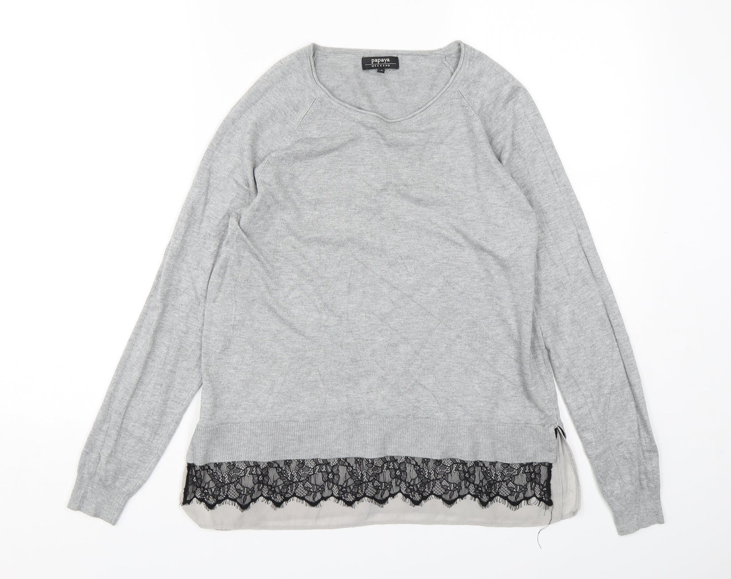Womens UK Size 12 Papaya Grey Pullover Jumper